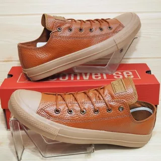 SEPATU CONVERSE KULIT SINTETIS  ALL STAR MOTIF KULIT JERUK COKLAT TUA LOW