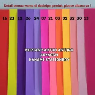 (Min.order 07 Lbr) PART 01/02 Kertas Asturo Karton 40x60cm Fluorescent Paper.