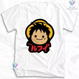 Kaos Baju Anime Monkey D Luffy Head Chibi One Piece | Tshirt Distro Manga Jepang Premium - 2800