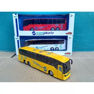 Mainan Bus Transjakarta Diecast Miniatur Bis Busway Merah Harga Murah