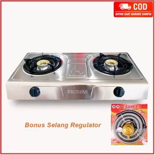 Tecstar kompor gas 2 tungku Bonus Selang Regulator