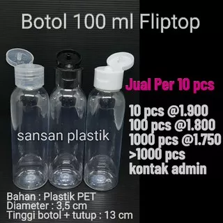 Botol Fliptop 100 ml / Botol 100ml Fliptop / BOTOL BR 100ml BENING FLIPTOP SMOOTH