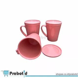 MUG GAGANG DENGAN TUTUP SEMI MELAMIN 400ML / MUG TAHAN PANAS / MUG DENGAN TUTUP TATAKAN / MUG CANTIK SEMI MELAMIN / MUG 400ML / MUG GAGANG TUTUP MELAMIN