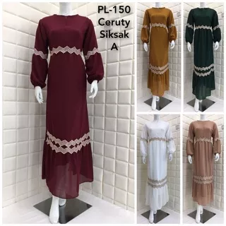 kode 150 gamis ceruty siksak free hijab