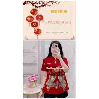 Atasan Batik Cheongsam Merah / Atasan Cheongsam Modern JUMBO / Atasan Batik Cheongsam Pink