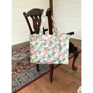 Foldable Picnic Bag Tas Lipat Piknik Travel Belanja Motif Bunga/Tumbuhan Warna Abu-Abu Bunga Sakura