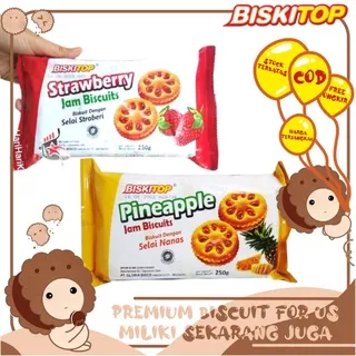 BISKITOP - JAM 250g Biskuit Biskitop Rasa Buah Nanas Strawberry Snack Biscuit Anak Cemilan Murah