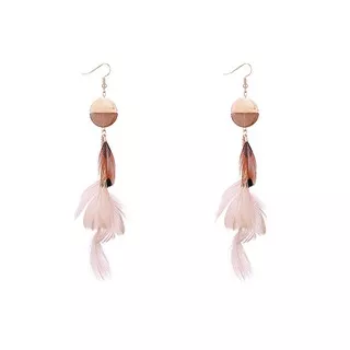 LRC Anting Gantung Fashion Fringed Feather Earrings Y6129X