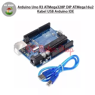 Arduino Uno R3 ATMega328P DIP ATMega16u2  Dengan Kabel USB Arduino IDE