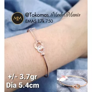 Gelang bangle ringan cartier fashion emas rosegold 750 kadar 17K