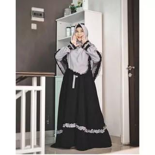 ARSYA SYAR`I Dress Muslim Fashion Wanita Setelan Syari Hijab Muslimah Simple (Dapat Gamis & Khimar)