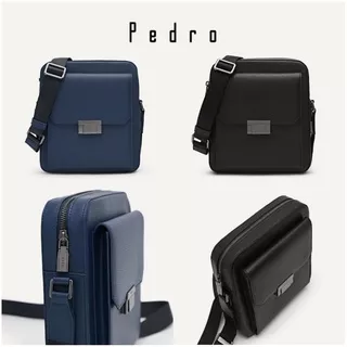 Tas Pria Pedro Crossbody Leather Sling Bag Original Man Tas Selempang Kulit Hitam Biru Navy Cowok