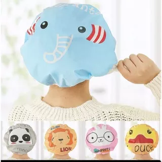 Penutup Rambut Plastik shower Cap Penutup rambut kepala karakter lucu 1pc Random