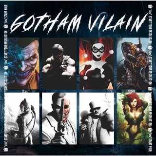 Poster Film DC Comic Gotham Villain - Joket / Harley Quinn / Pinguin / Two Face / Bane / Death Stroke / Poison Ivy Bahan Tebal Finishing Doff - PS