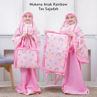 Pusat Mukena Indonesia - Mukena Anak Rainbow Pink Tas Sajadah