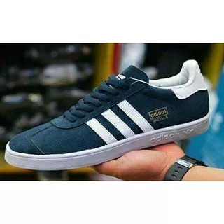 Sepatu Adidas Gazelle Black white Hitam Putih Navy France Biru Dongker Import Grade Original Murah