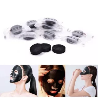 Black Compressed Mask Black Charcoal / Kertas Masker Arang Bambu Masker Kertas (SATUAN)