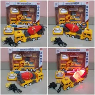 Mainan Mobil Konstruksi Bangunan Truk Molen Excavator - RC Mobil Truk Excavator Molen