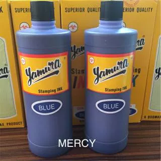 Tinta Stempel Yamura 500 ml Biru dan Hitam  Stamp Ink Tinta Stempel Yamura Besar