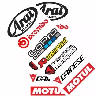 Sticker Sponsor Gopro Brembo Arai Akrapovic Motocross Dainesse Motul Sticker Motor Racing Stiker Helm Stiker Mobil Stiker Pespa Tempelan