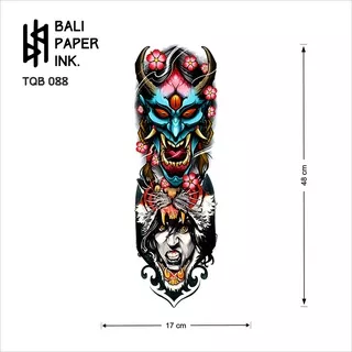 Bali Paper Ink Fullarm Temporary Tattoo - Tato Full Tangan Geisha Hanya Mask Topeng Hanya TQB088 / TQB145