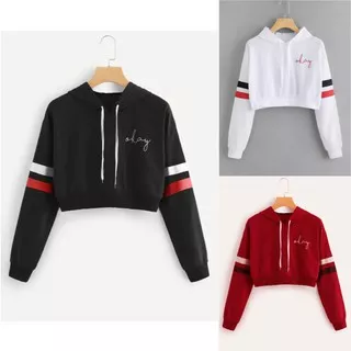 GOCER SWEATER XL CROP HOODIE WANITA OKAY VARSITY