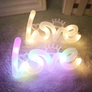 LED Neon Lights Love Shape Bouquet Night Light Small Lantern Decoration  / Battery Operated Warm Cupronickel String Light LOVE Cake light/  LED Nightlight Electronic Gift Packaging Neon Lamp For Home Christmas Wedding Birthday Party Decoration