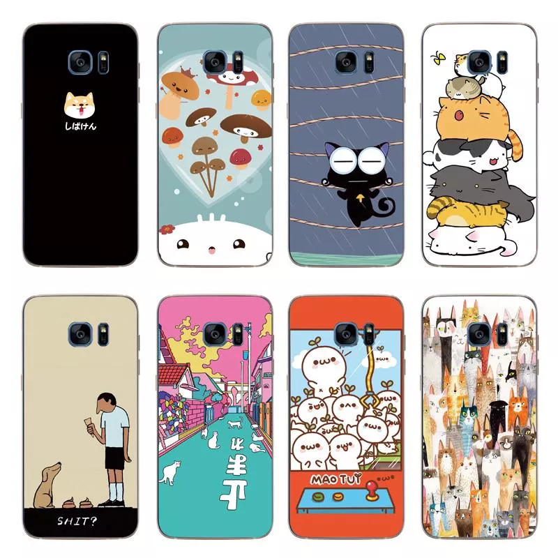 Cartoon Cat Life Back Cover Samsung Galaxy Note5/Note 4/S6/S7 Edge Soft TPU Case