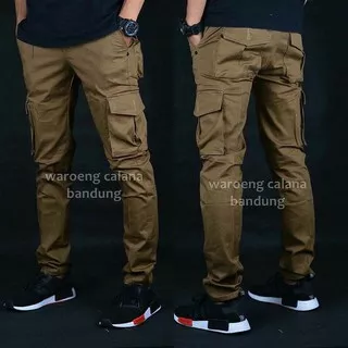 Celana Pria Cargo Pants Slimfitt Panjang Pria Hijau Army Premium MONALISA Original Slimfit Long Kargo PDL Distro Bigsize