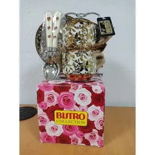 Bistro BO-1802 Rack Coffe Set ( FREE 2SET GELAS CANGKIR DAN SENDOK TEH) (MOTIF RANDOM)