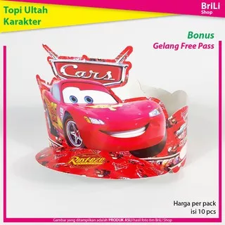 Topi Ulang Tahun Anak Karakter Cars Mc Queen Pesta Ultah Mobil McQueen
