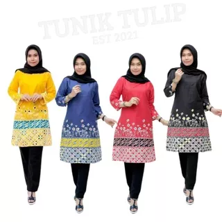 TUNIK ATASAN BATIK SERAGAM BATIK SOLO BATIK PEKALONGAN BAJU BATIK WANITA TD 035 - TUNIK TULIP