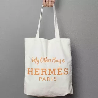 Tas Totebag Tote Bag Hermes | Blacu Premium Good Quality Big Size Custom Logo or Design