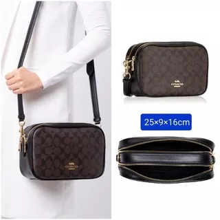 Tas Coach Slingbag Jes Crossbody In Signature Dark Brown Original Tas Selempang Bahu Slingbag Sling Bag Shoulderbag Shoulder Bag Coach Wanita Original