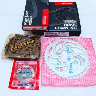 Gear Set Kawasaki KAZE ZX130 Rantai Solid Bush Gir Paket Original INDOPARTS    420SB-108--NT42--NT14