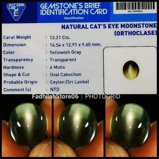 NATURAL MOONSTONE OVAL CAT EYE CEYLON SRILANKA + MEMO LAB