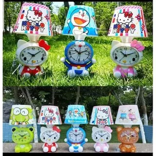 LAMPU TIDUR TUDUNG JAM WEKER KARAKTER DORAEMON DAN HELLO KITTY kelinci rusa anjing