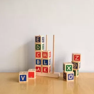 Mainan Edukatif / Edukasi Anak - Puzzle Balok Kayu - Menara Huruf ABC