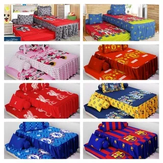 Sprei california sorong/duo/susun/2 in 1 motif bola/karakter/kartun:daffy duck,buck bunny,tweety,dreams,blooming/marie/kucing,woody buzz,cloudy,mickey mouse classic,we bare bears,Mu,chelsea,barca,liverpool,sweet/minnie mouse pink,be my bff