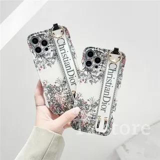 Fashion Flower Dior Wristband Fine Hole Gift Soft Phone Case Cover for Iphone 13 Pro Max
