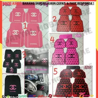 Karpet Mobil Chanel channel Merah Hitam pink muda fanta putih import universal