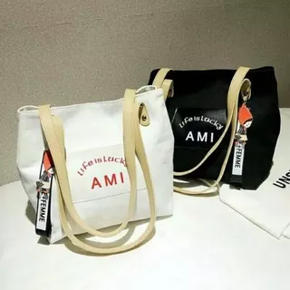 TAS Tote Bag AMI tas tangan wanita tas kanvas handbag simpel tas serbaguna gaya cewe korea