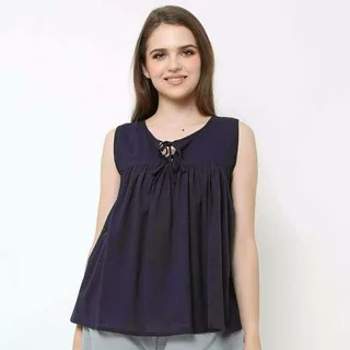 KIREIDESU KIKANARU Atasan Sleeveless Blouse in Navy Blue