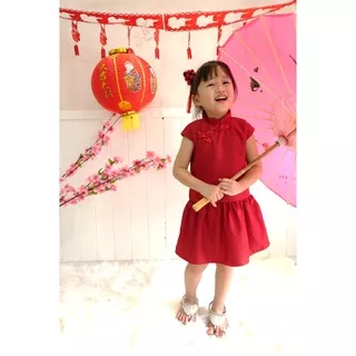 Cheongsam dress | baju merah anak perempuan | dress imlek | Baju imlek | Fei fei dress | Dress anak