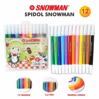 Spidol Snowman Marker PW12A 1 Pack 12 Warna