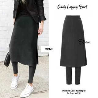 Cindy Legging Skirt Jumbo Fit XXL kaos Misty Stone Dark Grey Jogging Senam zumba by MPMF
