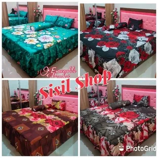 Satu Set sprei model Rumbai Uk 180X200 /  Sprei Rumbai Motif Bunga Ukuran Kasur No 1 180X200 Dan 160X