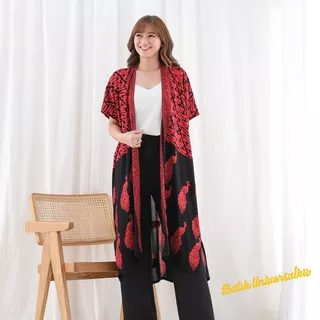 BATIK UNIVERSALKU- Long Kimono outer batik motif Peacock