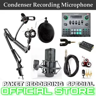 paket mic condenser with soundcard v10 youtuber bigo live smule recording