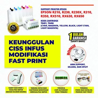 CISS Infus Modifikasi Kosongan Printer Epson R230 R230X R210 R310 R350 RX510 RX650 RX630